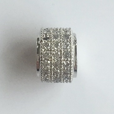 Micro Pave Metallzylinder, 9 x 6 mm