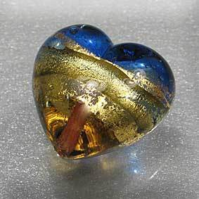 Murano-Herz, saphir-gold, 20 mm