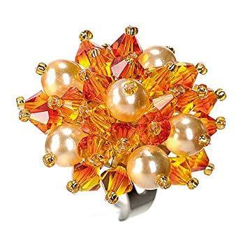 Bastelset Ring mit Swarovski Perlen, drei Farben