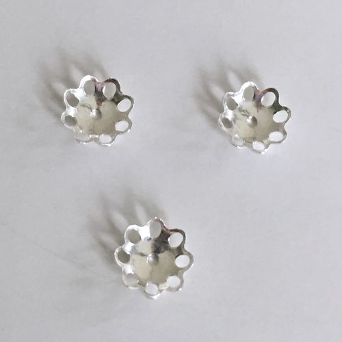 925 Silber Perlenkappen, 6 mm