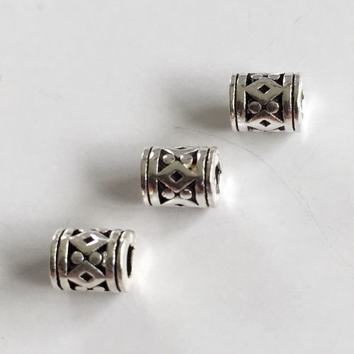 Bali Zylinder-Perlen, 925 Silber
