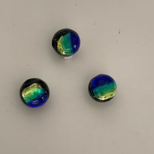 Muranoperle 8 und 14 mm, blau-grün-gold
