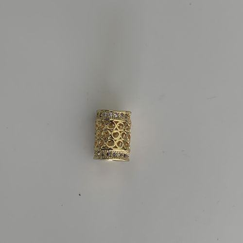 Micro Pave Metall Grosslochperlen, Zylinder, 11 x 9 mm
