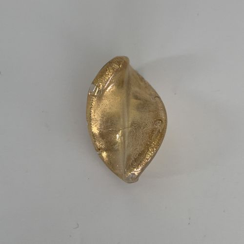Murano Blatt twisted Goldschimmer, 32 mm
