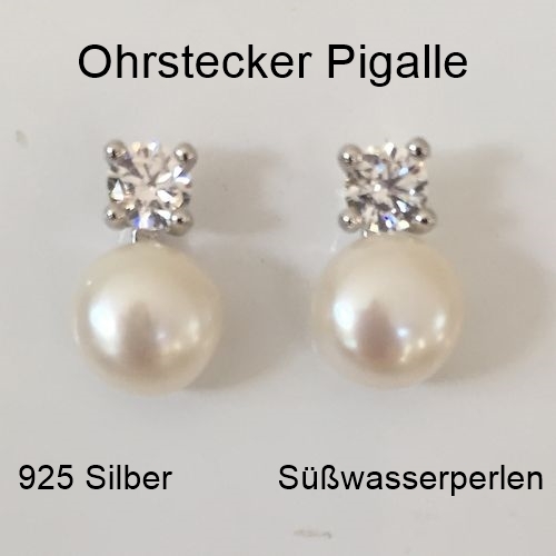 schöne 8mm & 12-16mm weiße Muschel Perle 925 Silber Ohrstecker 